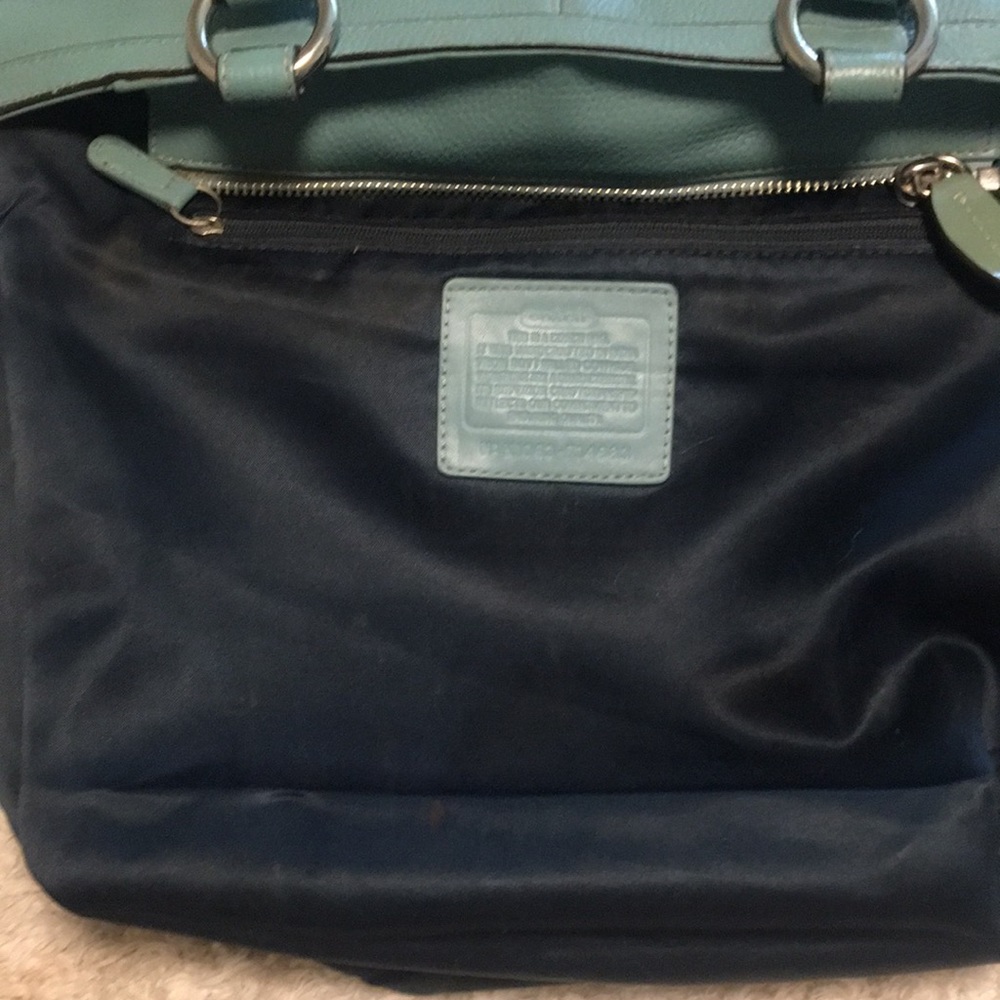 RARE Teal "Penelope" Pebbled Leather Tote - Picture 9 of 14
